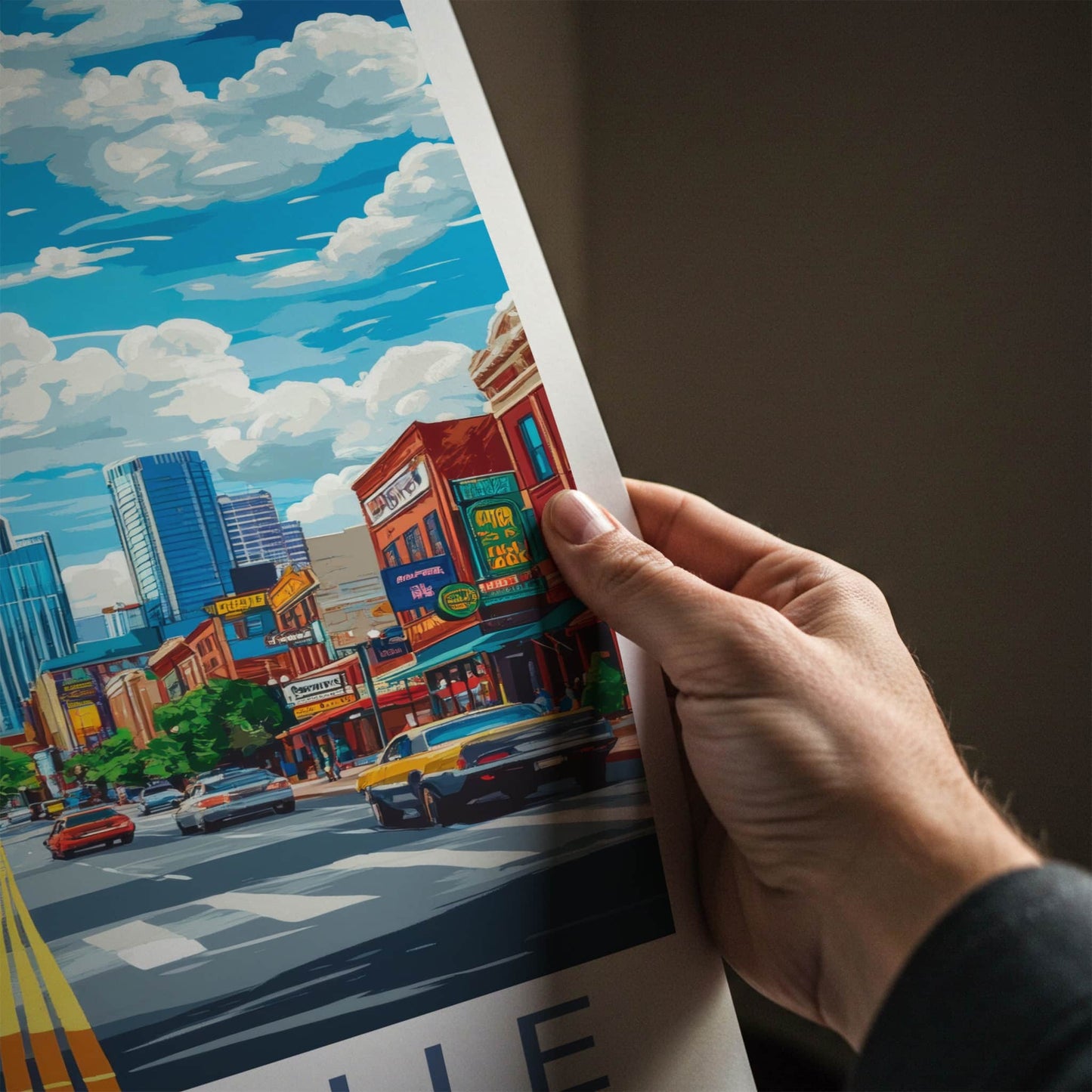 Nashville Poster - Tennessee Travel Art - Vibrant Cityscape Day Home Decor