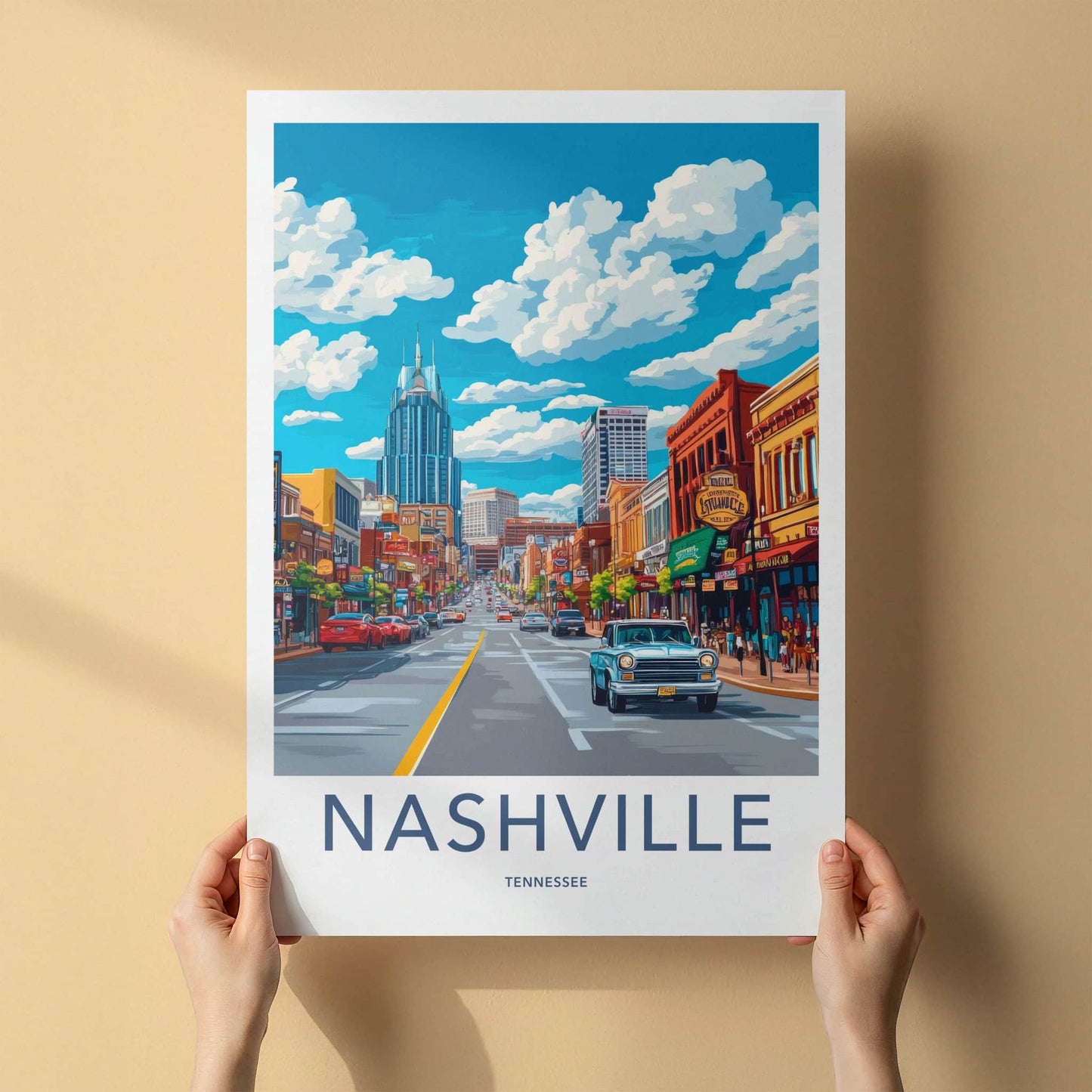 Nashville Poster - Tennessee Wall Art - Vibrant Urban Street Home Decor