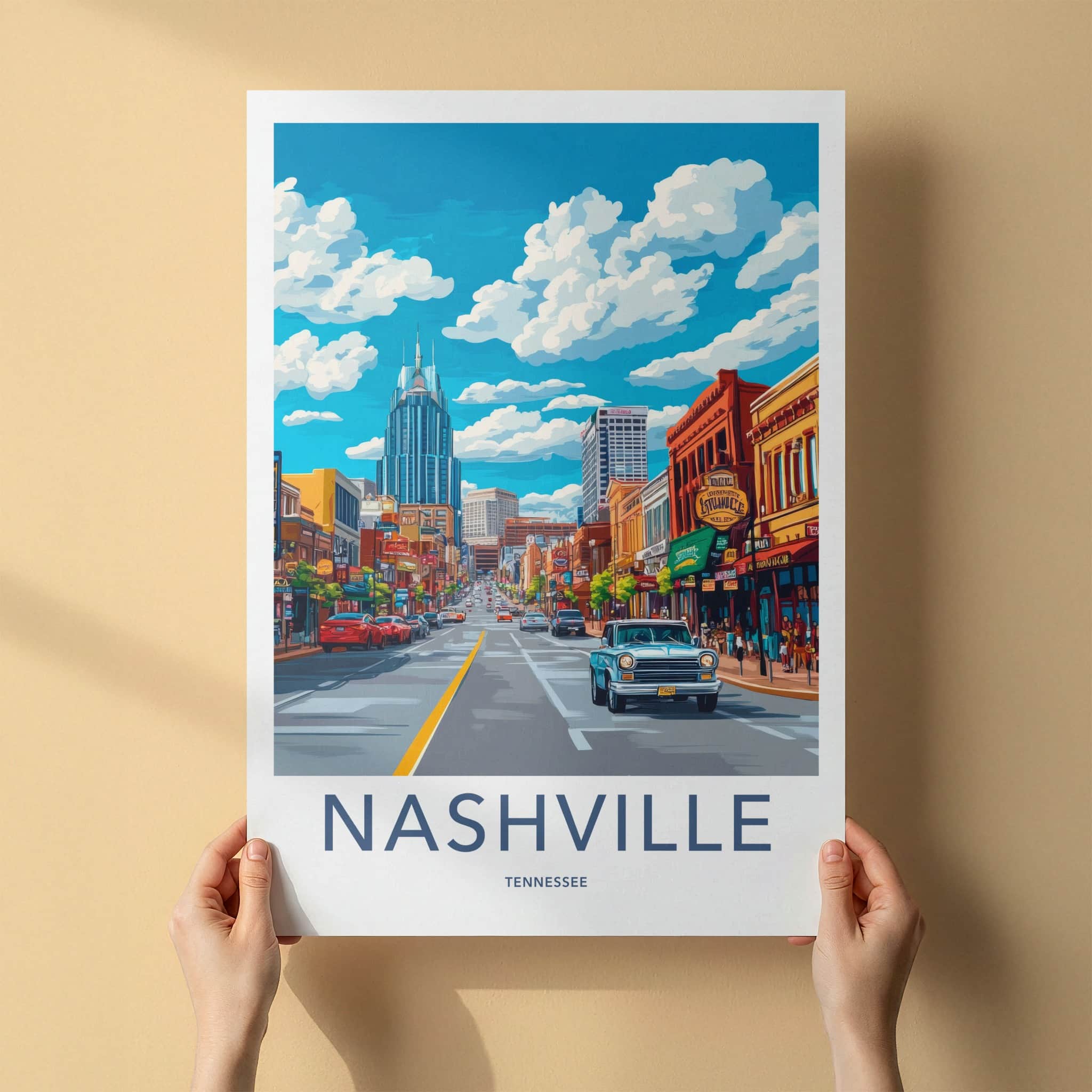 Nashville Poster - Tennessee Wall Art - Vibrant Urban Street Home Decor