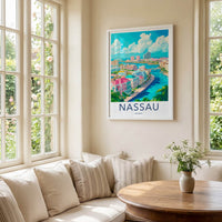 Nassau Poster - Bahamas Travel Art - Colorful Seaside Town Wall Decor