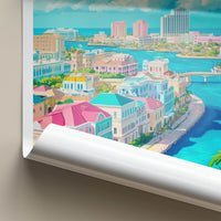 Nassau Poster - Bahamas Travel Art - Colorful Seaside Town Wall Decor
