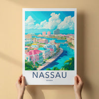 Nassau Poster - Bahamas Travel Art - Colorful Seaside Town Wall Decor