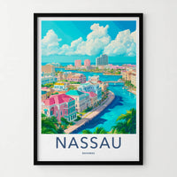 Nassau Poster - Bahamas Travel Art - Colorful Seaside Town Wall Decor