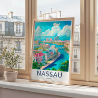 Nassau Poster - Bahamas Travel Art - Colorful Seaside Town Wall Decor