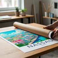 Nassau Poster - Bahamas Travel Art - Colorful Seaside Town Wall Decor