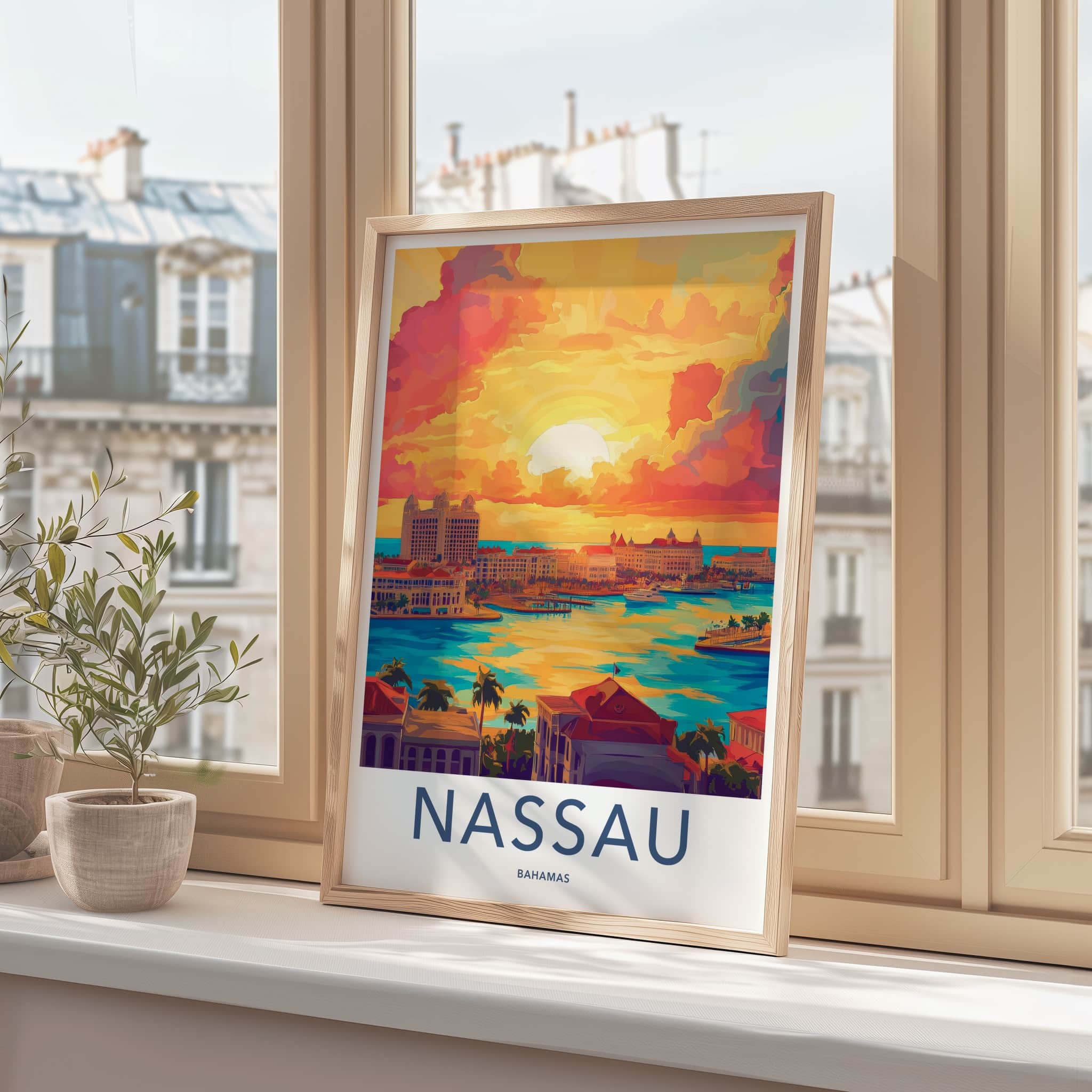 Nassau Poster - Bahamas Travel Art - Island Harbor Sunset Home Decor