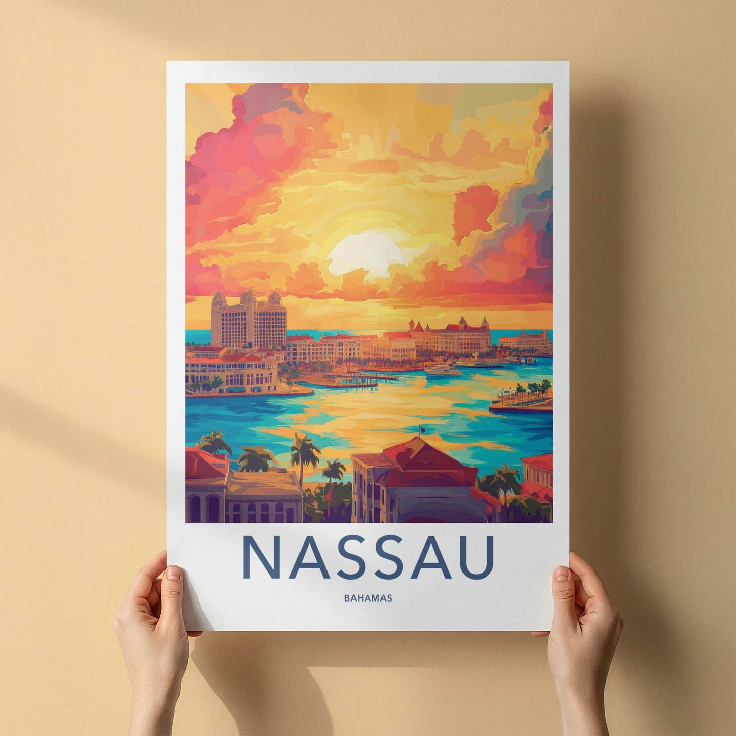 Nassau Poster - Bahamas Travel Art - Island Harbor Sunset Home Decor