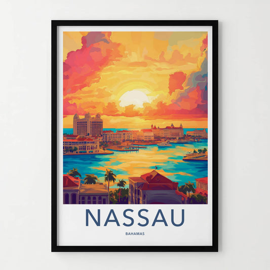 Nassau Poster - Bahamas Travel Art - Island Harbor Sunset Home Decor