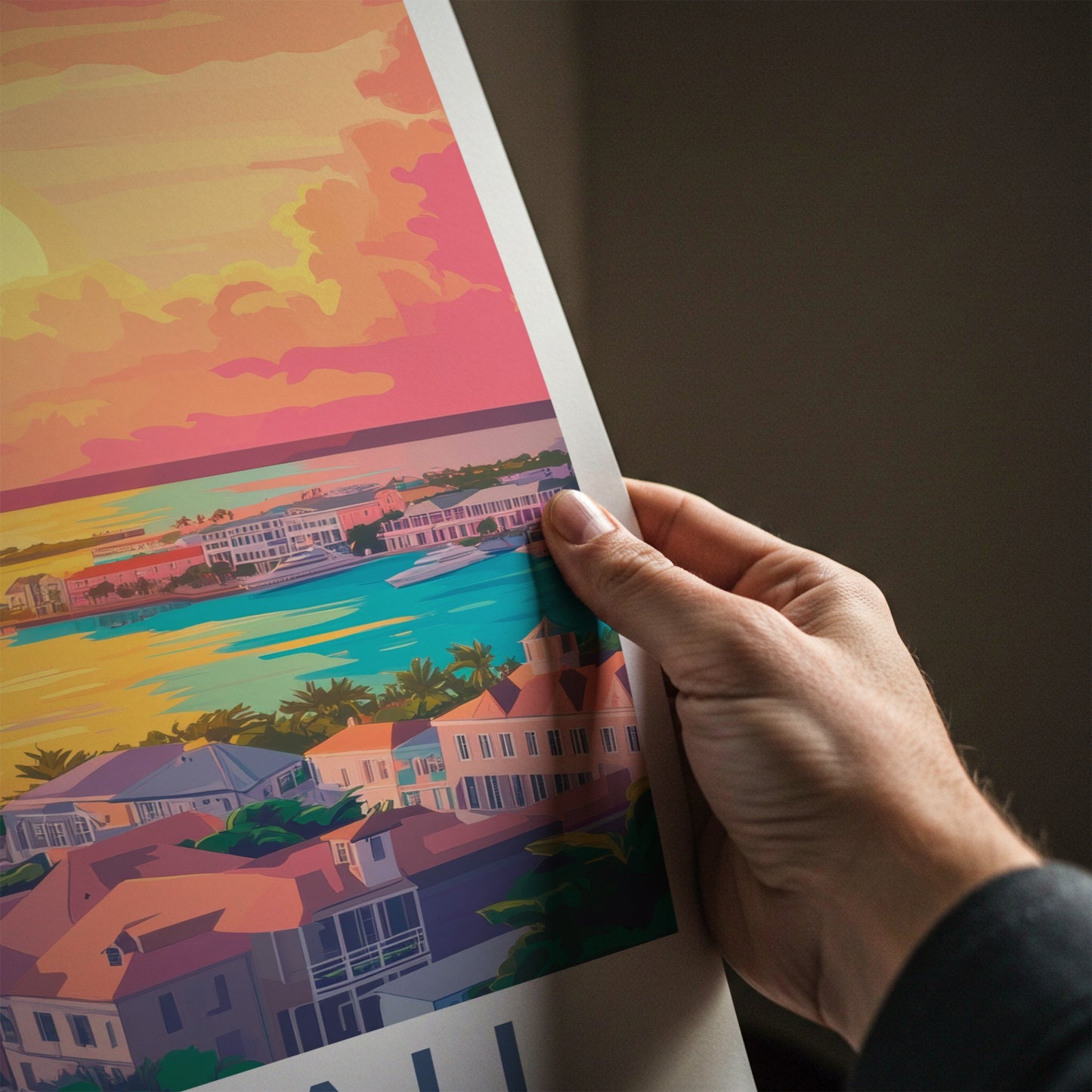 Nassau Poster - Bahamas Travel Art - Tropical City Sunset Home Decor