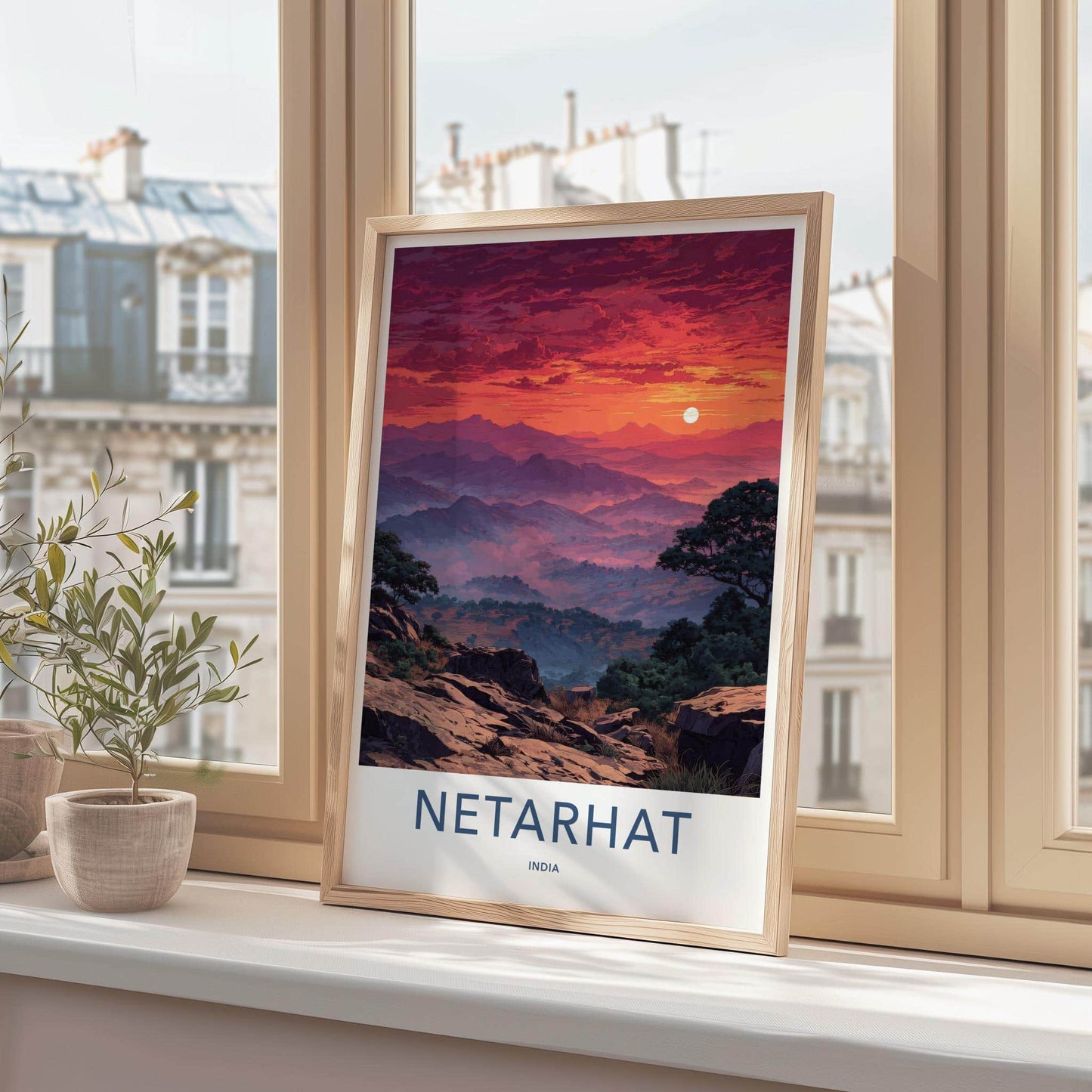 Netarhat Poster - India Travel Art - Jharkhand Fiery Mountain Sunset Wall Decor