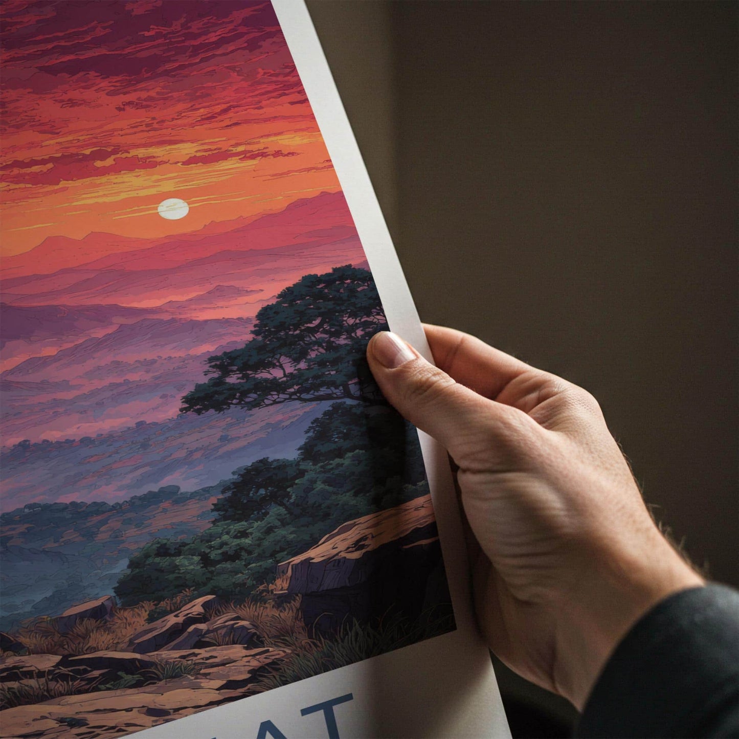 Netarhat Poster - India Travel Art - Jharkhand Fiery Mountain Sunset Wall Decor