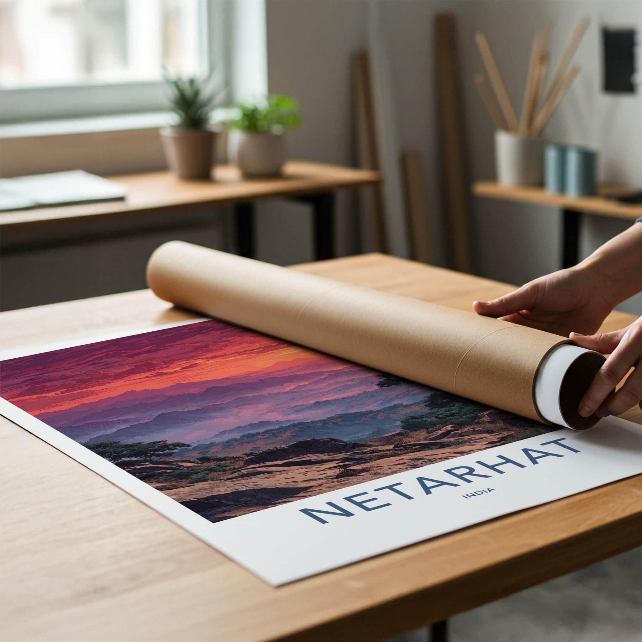 Netarhat Poster - India Travel Art - Jharkhand Fiery Mountain Sunset Wall Decor