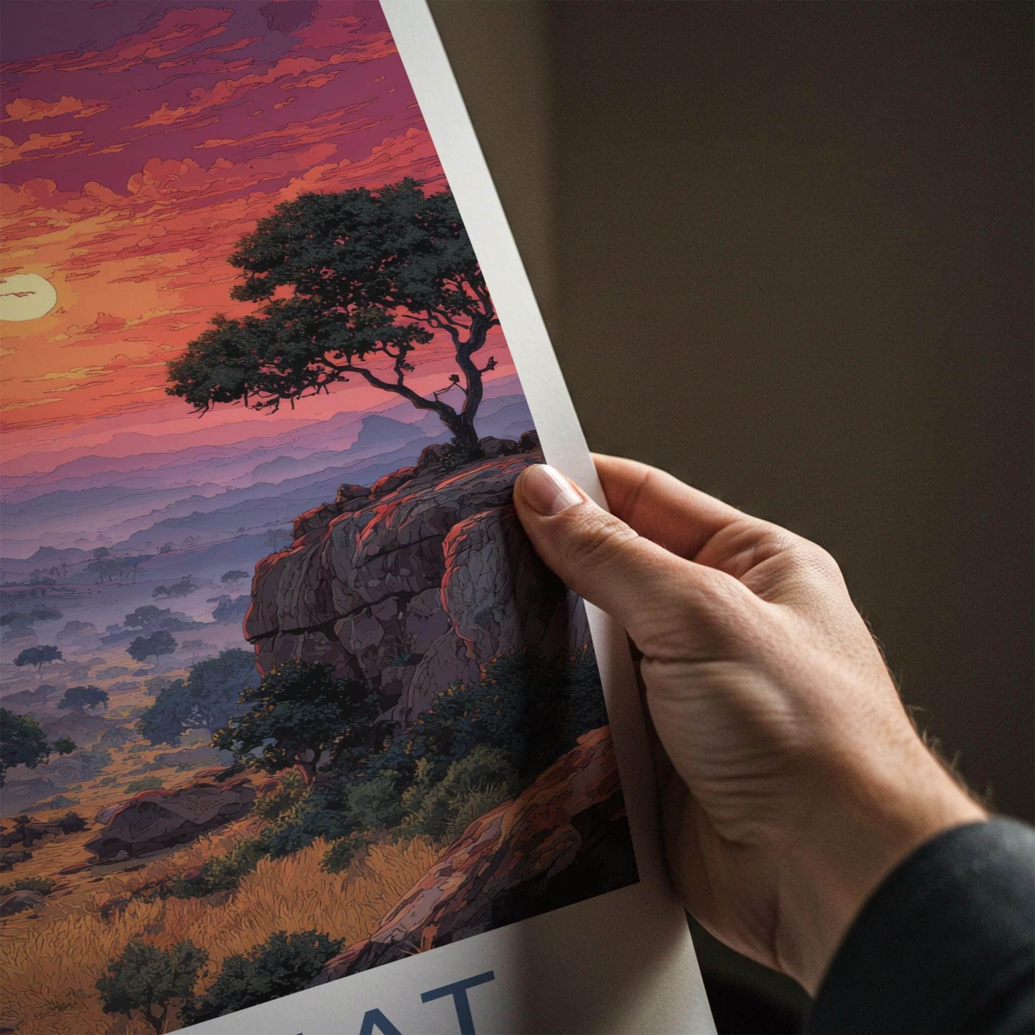 NETARHAT Poster - India Travel Art - Jharkhand Misty Sunset Home Decor