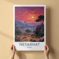 NETARHAT Poster - India Travel Art - Jharkhand Misty Sunset Home Decor
