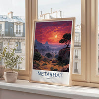 NETARHAT Poster - India Travel Art - Jharkhand Misty Sunset Home Decor