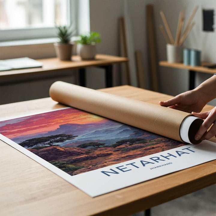 Netarhat Poster - India Wall Art - Jharkhand Misty Mountain Sunset Home Decor