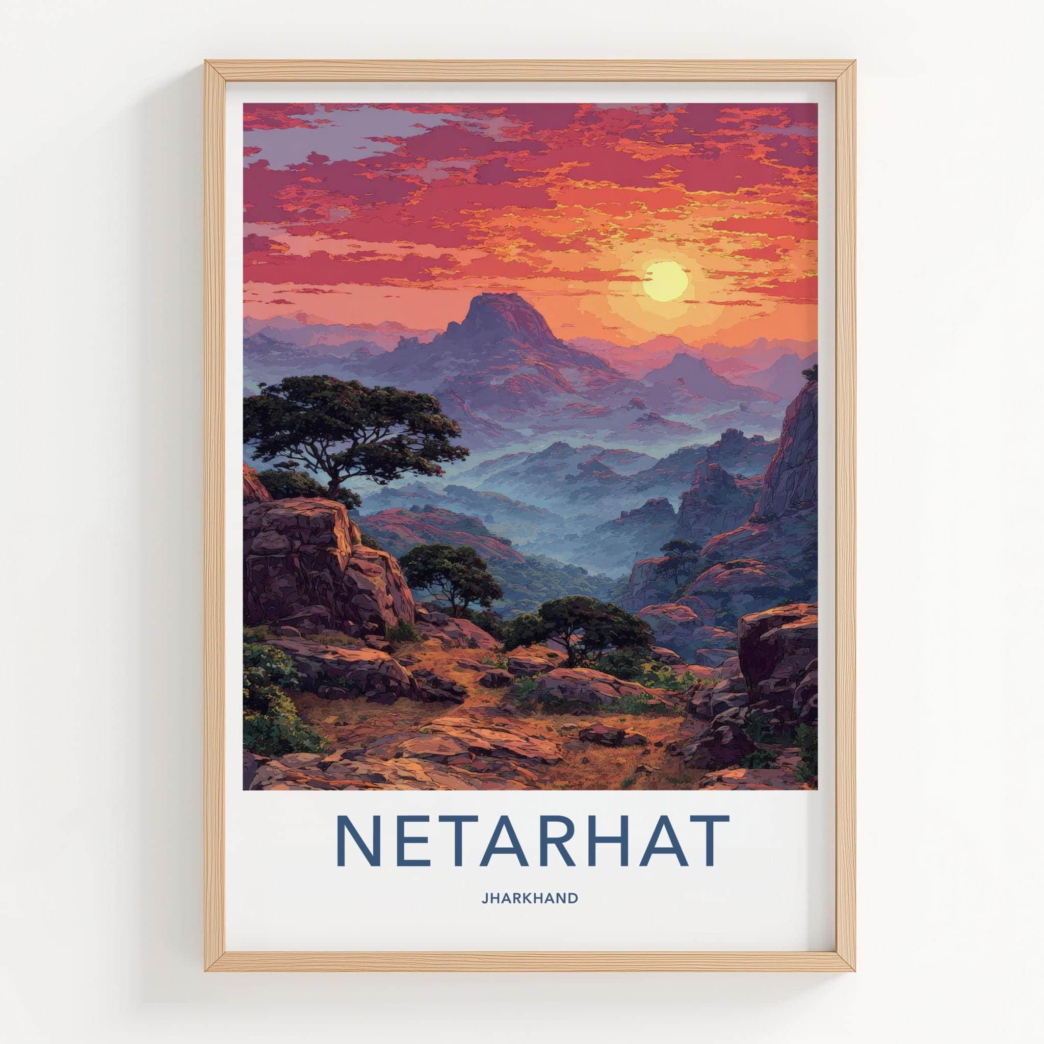 Netarhat Poster - India Wall Art - Jharkhand Misty Mountain Sunset Home Decor