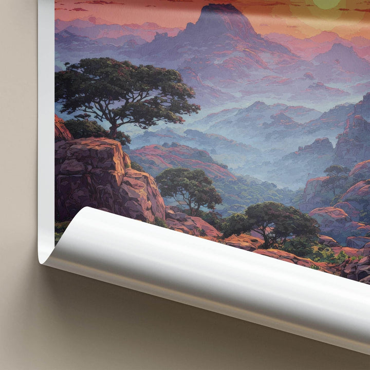 Netarhat Poster - India Wall Art - Jharkhand Misty Mountain Sunset Home Decor