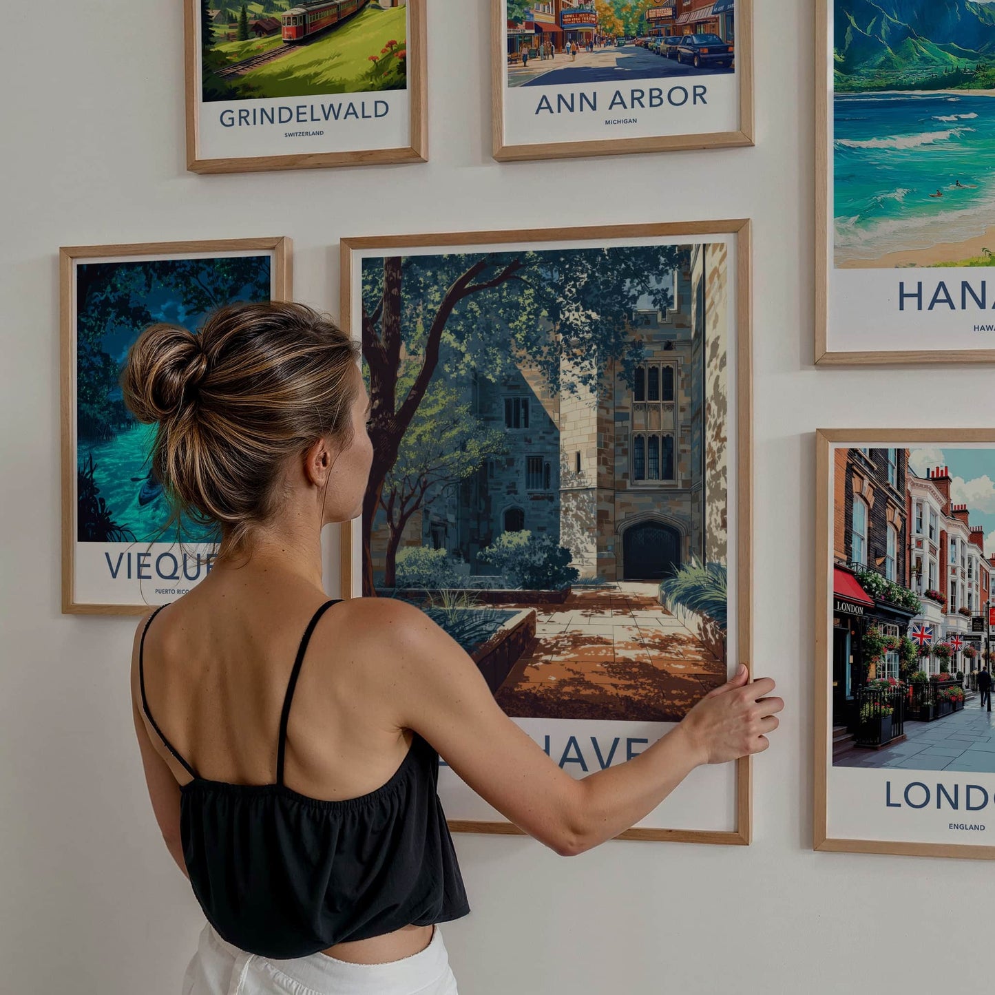 New Haven Poster - Connecticut Travel Print - College Building Courtyard Wall Decor