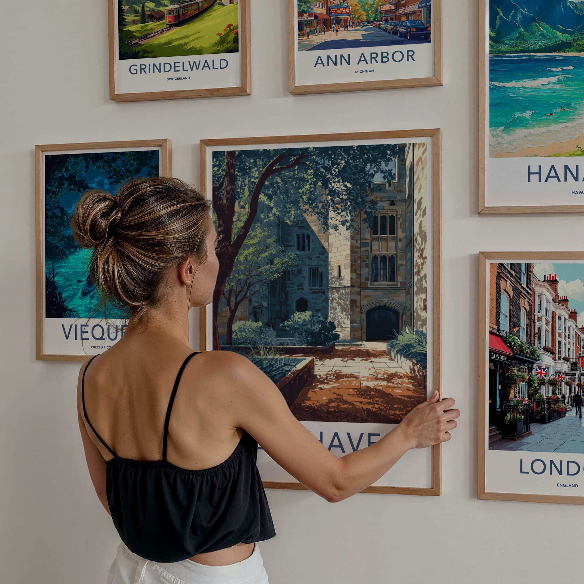 New Haven Poster - Connecticut Travel Print - College Building Courtyard Wall Decor