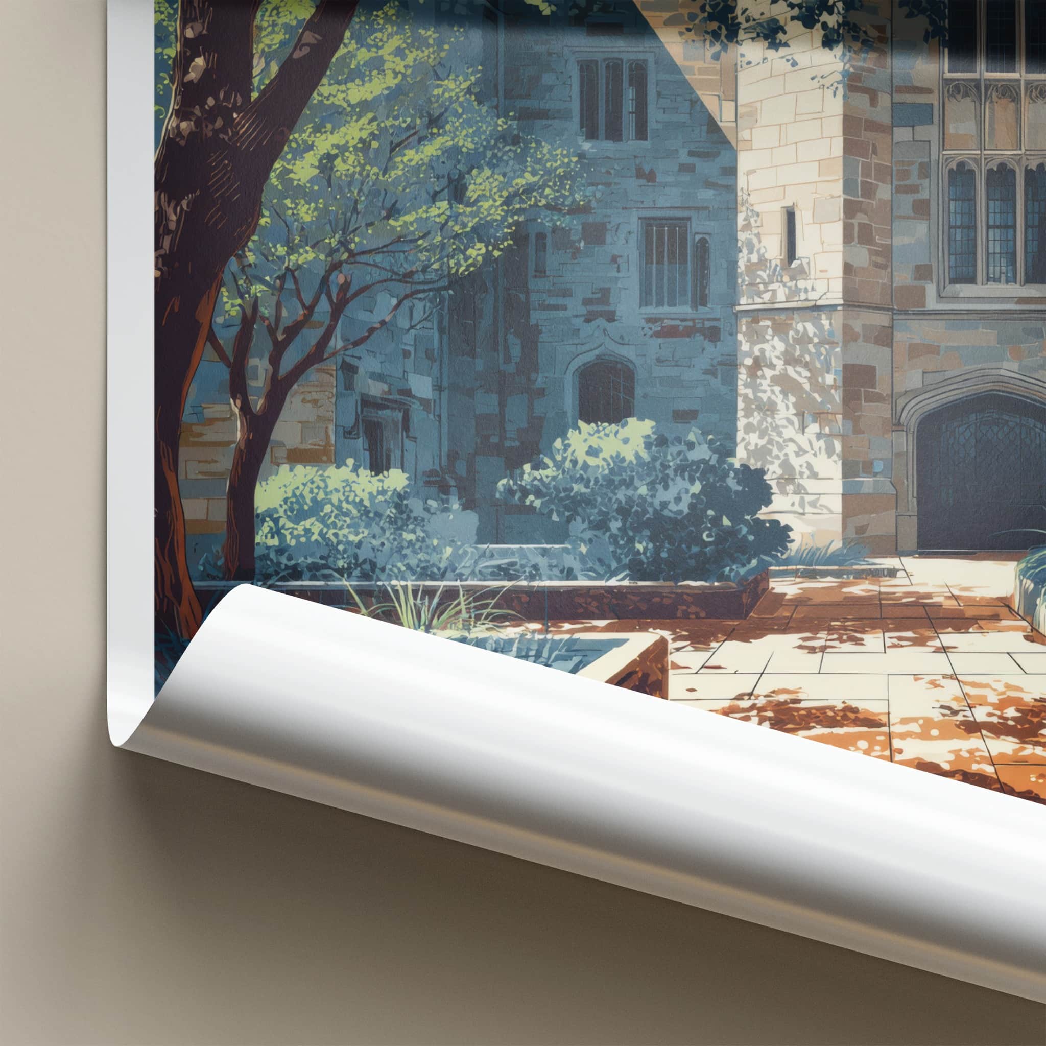 New Haven Poster - Connecticut Travel Print - College Building Courtyard Wall Decor
