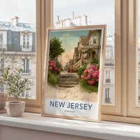 New Jersey Poster - New Jersey Travel Art - Hydrangea Lined Path Home Decor