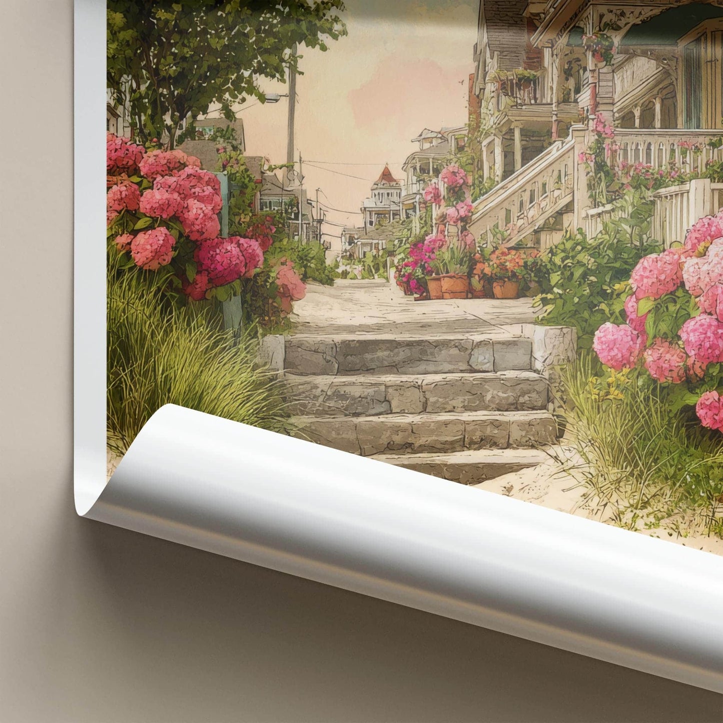 New Jersey Poster - New Jersey Travel Art - Hydrangea Lined Path Home Decor