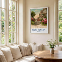 New Jersey Poster - New Jersey Travel Art - Hydrangea Lined Path Home Decor