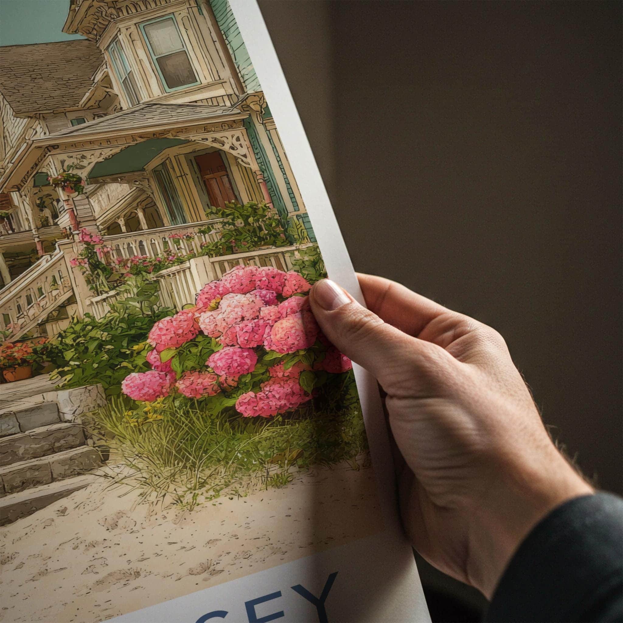 New Jersey Poster - New Jersey Travel Art - Hydrangea Lined Path Home Decor