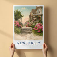 New Jersey Poster - New Jersey Travel Art - Hydrangea Lined Path Home Decor
