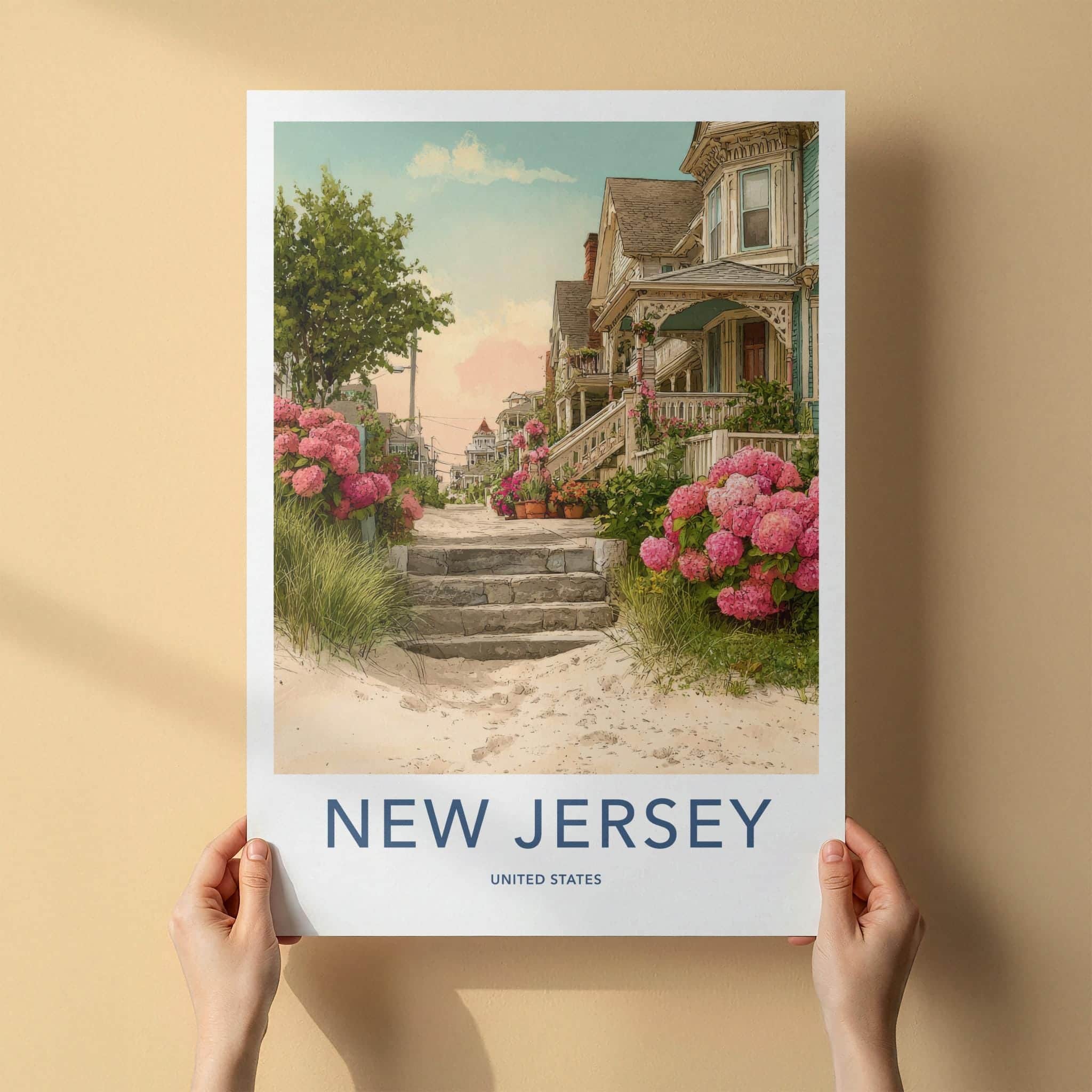 New Jersey Poster - New Jersey Travel Art - Hydrangea Lined Path Home Decor