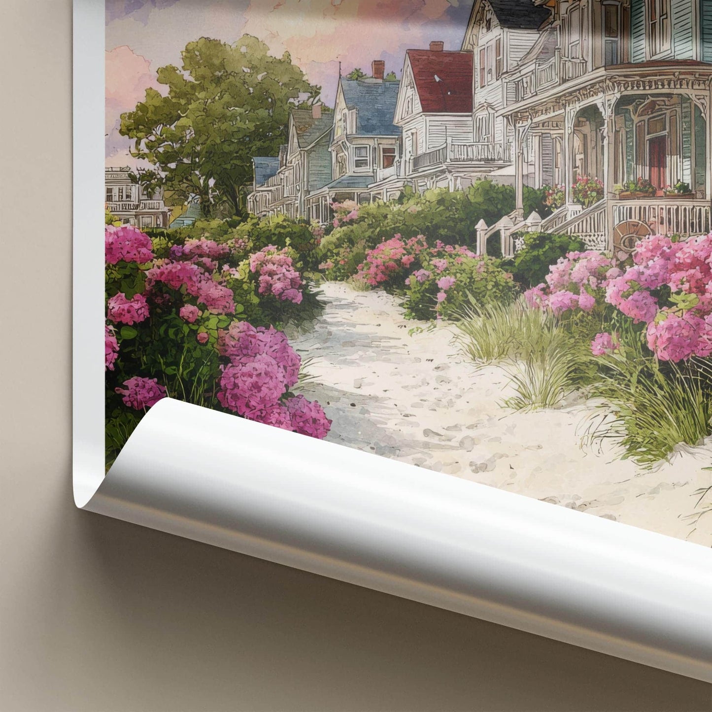 New Jersey Poster - New Jersey Travel Art - Victorian Beach Houses Home Decor