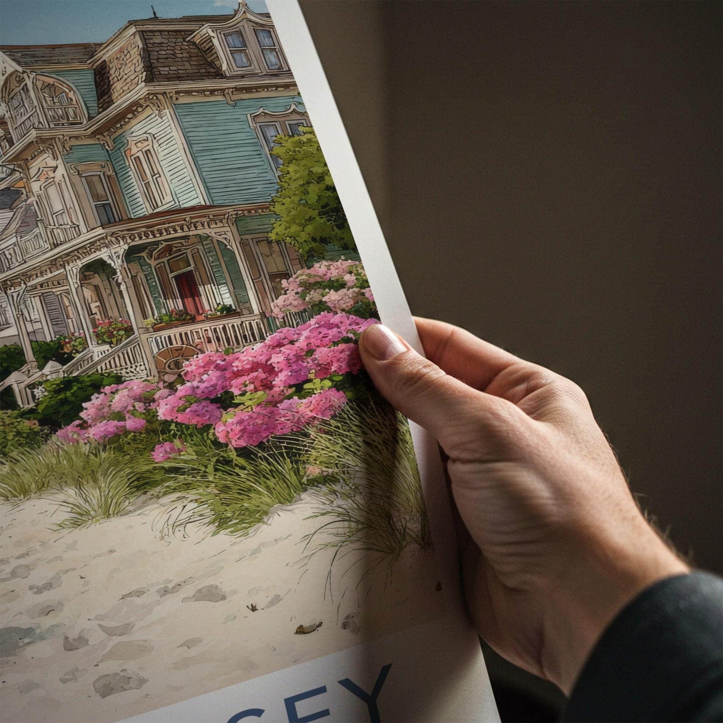 New Jersey Poster - New Jersey Travel Art - Victorian Beach Houses Home Decor