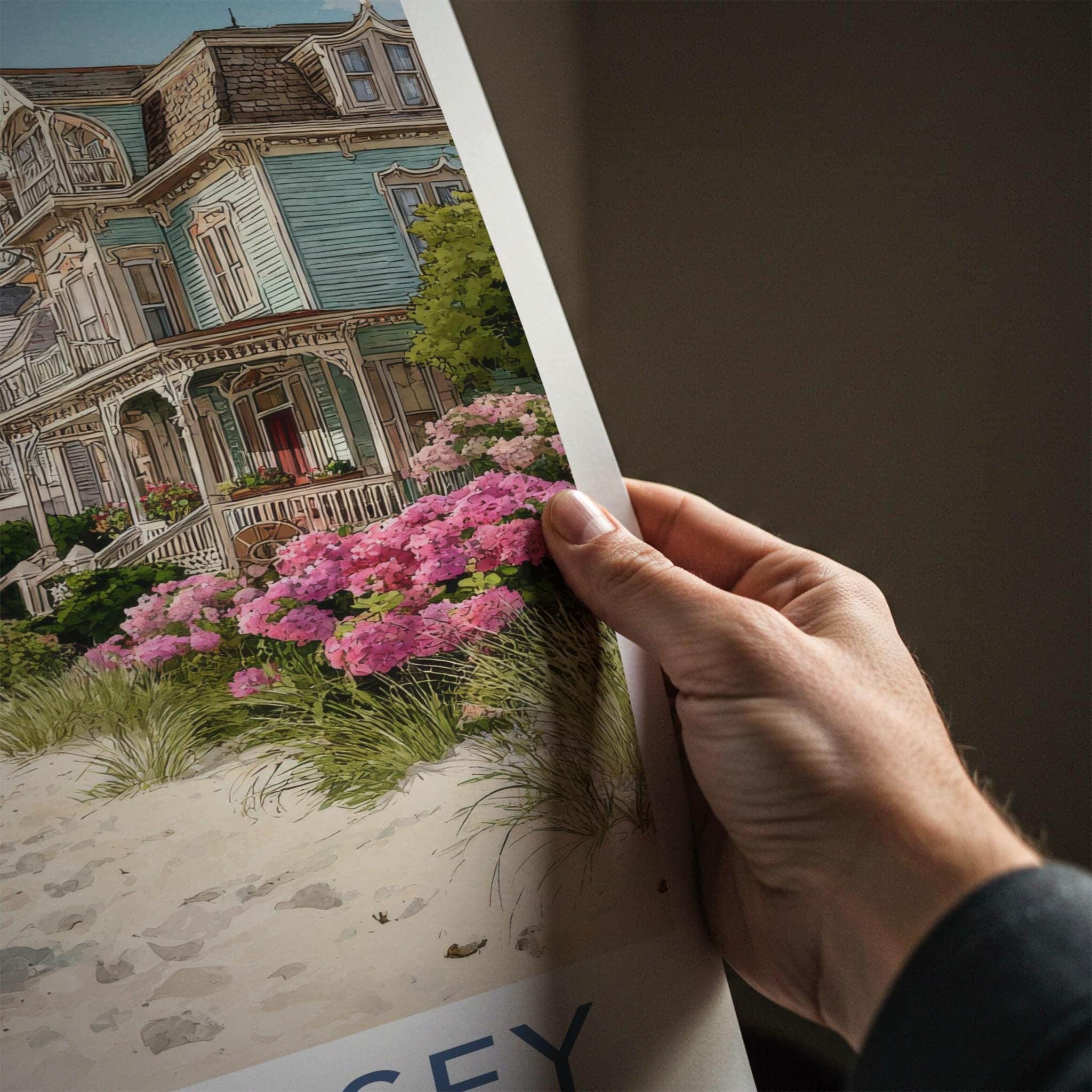 New Jersey Poster - New Jersey Travel Art - Victorian Beach Houses Home Decor