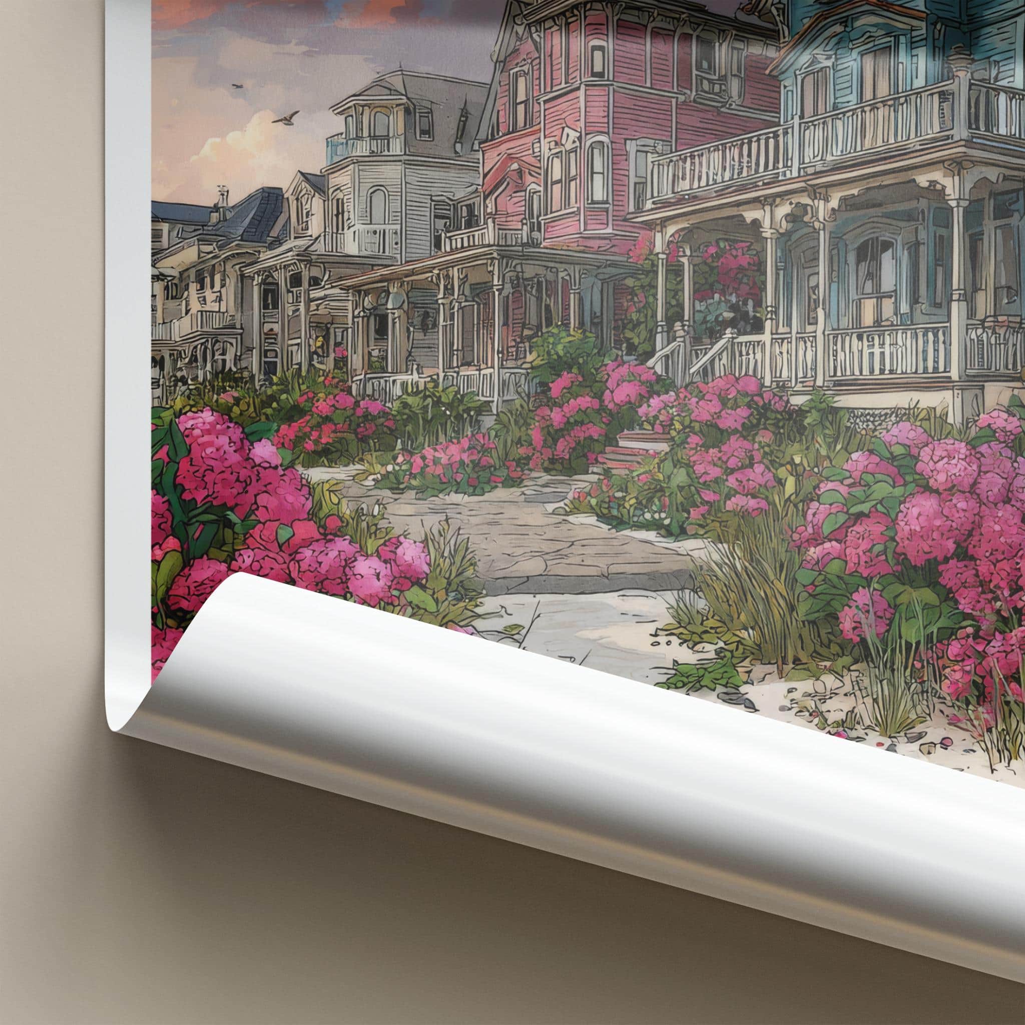 New Jersey Poster - New Jersey Travel Art - Victorian Beach Houses Wall Decor