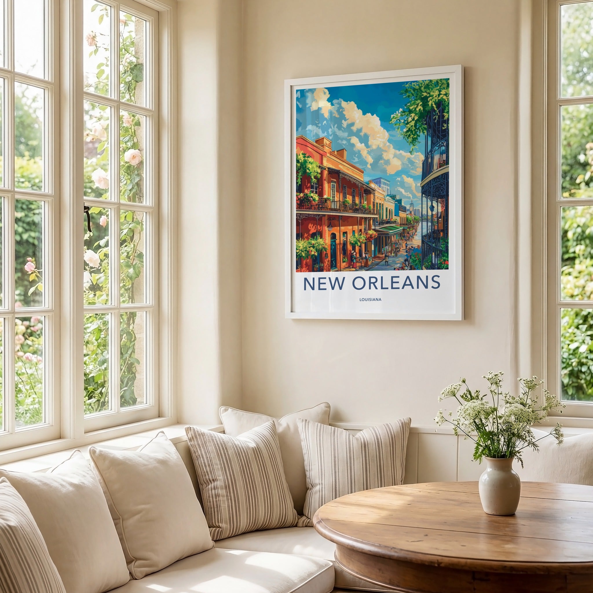 New Orleans Poster - Louisiana Travel Art - French Quarter Charm Home Decor