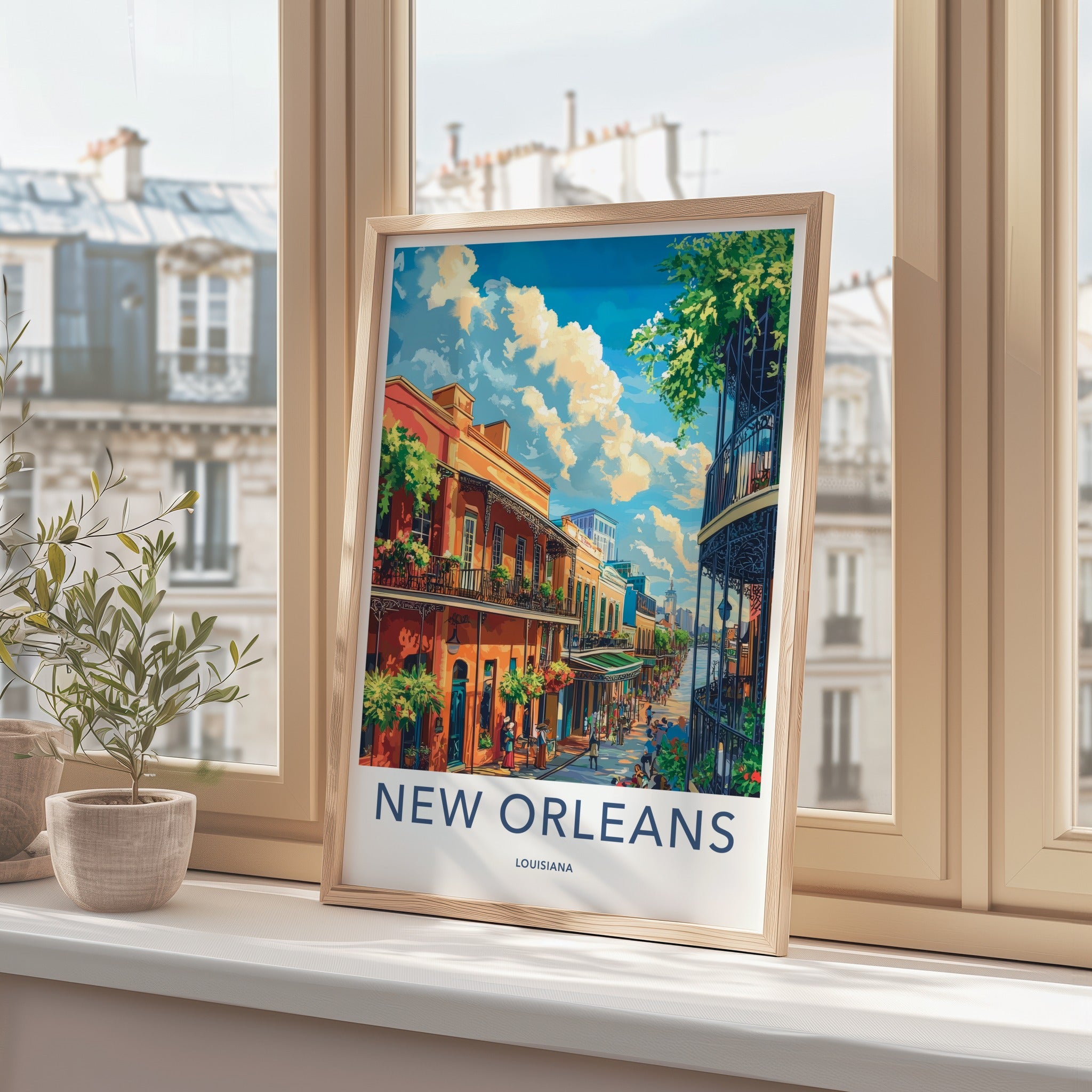 New Orleans Poster - Louisiana Travel Art - French Quarter Charm Home Decor