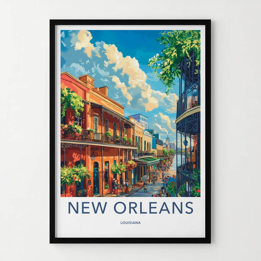 New Orleans Poster - Louisiana Travel Art - French Quarter Charm Home Decor