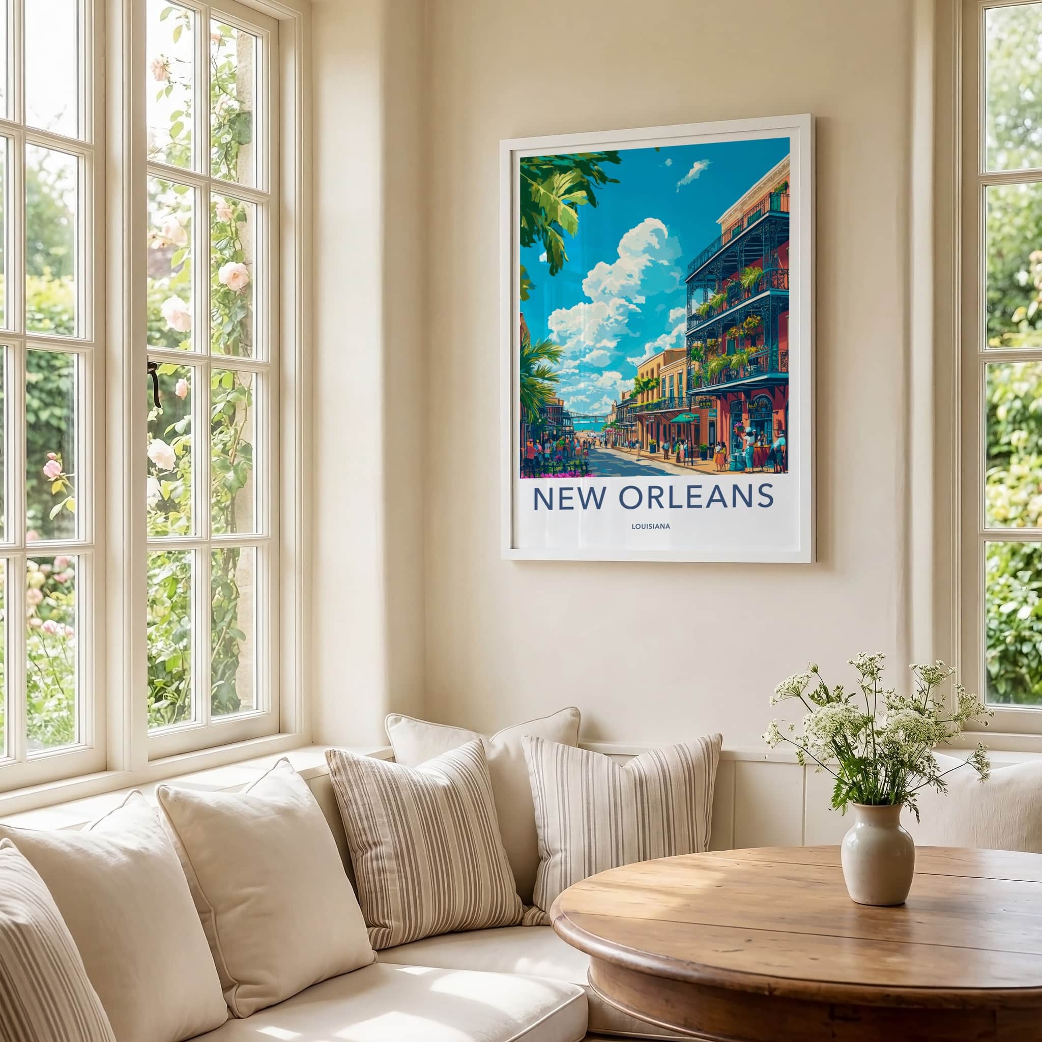 New Orleans Poster - Louisiana Travel Art - Vibrant City Street Wall Decor