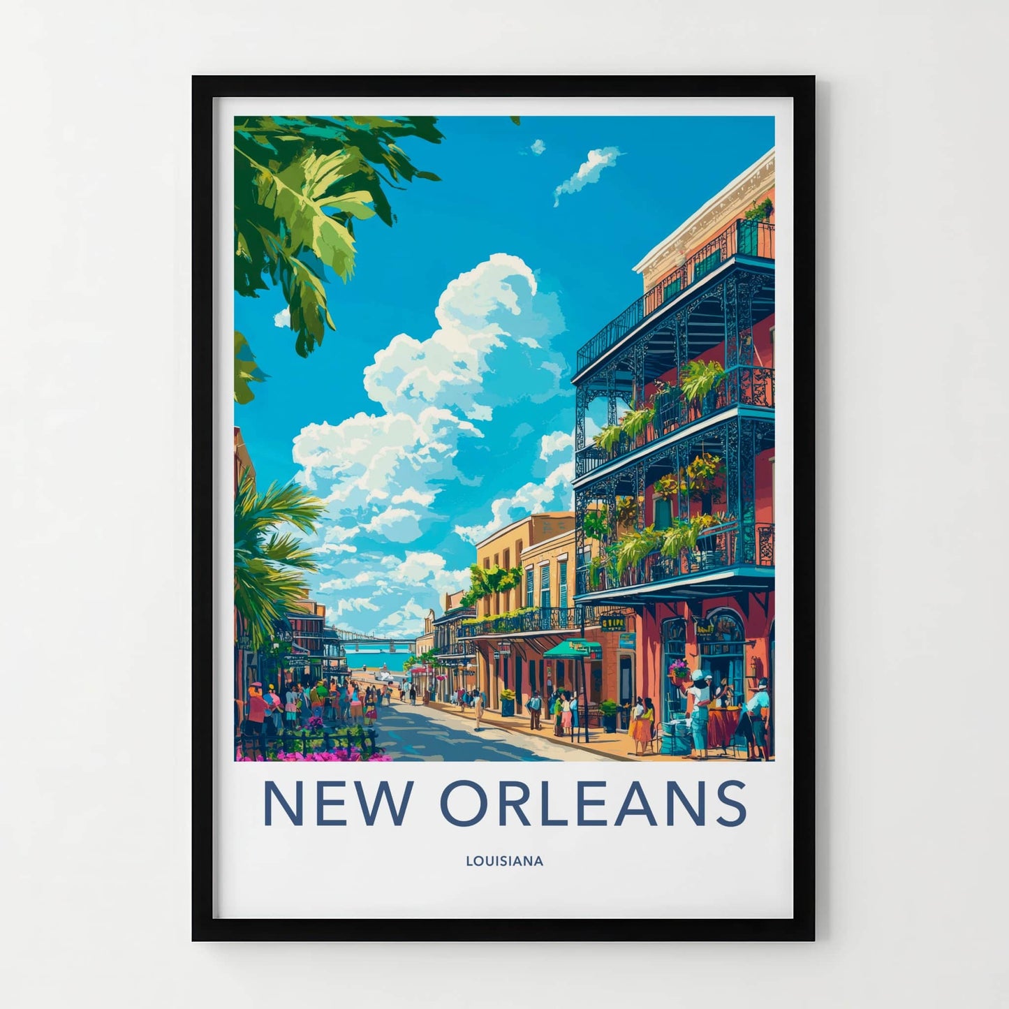 New Orleans Poster - Louisiana Travel Art - Vibrant City Street Wall Decor