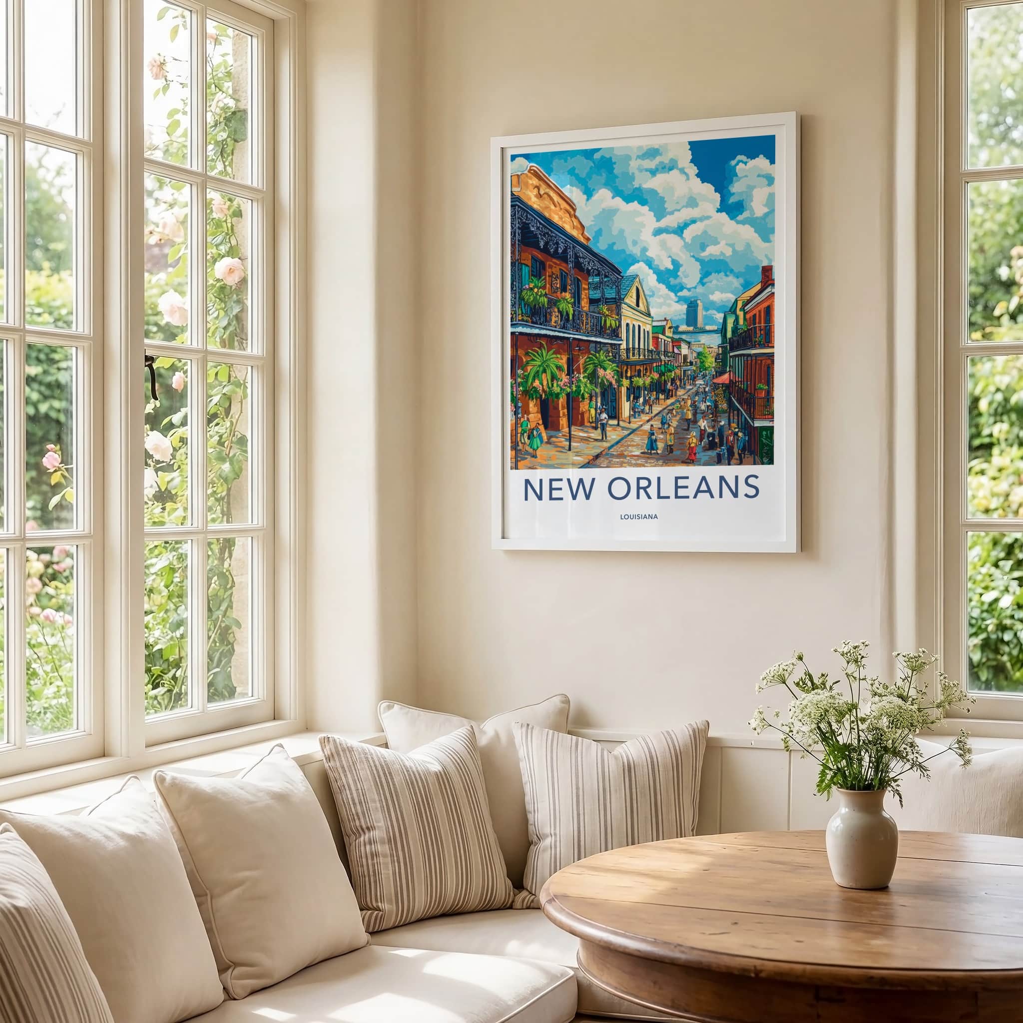 New Orleans Poster - Louisiana Travel Art - Vibrant Street Scene Home Decor