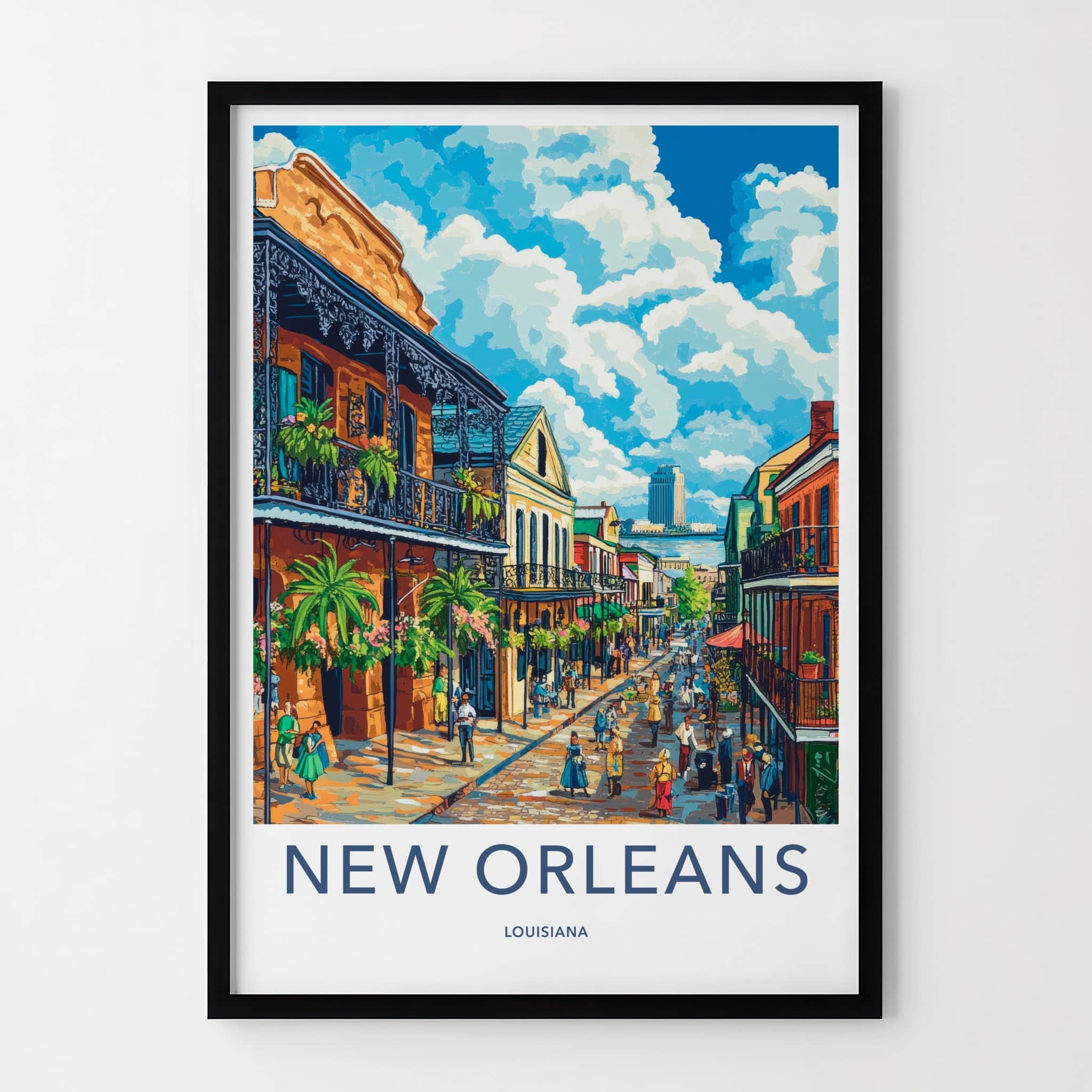 New Orleans Poster - Louisiana Travel Art - Vibrant Street Scene Home Decor