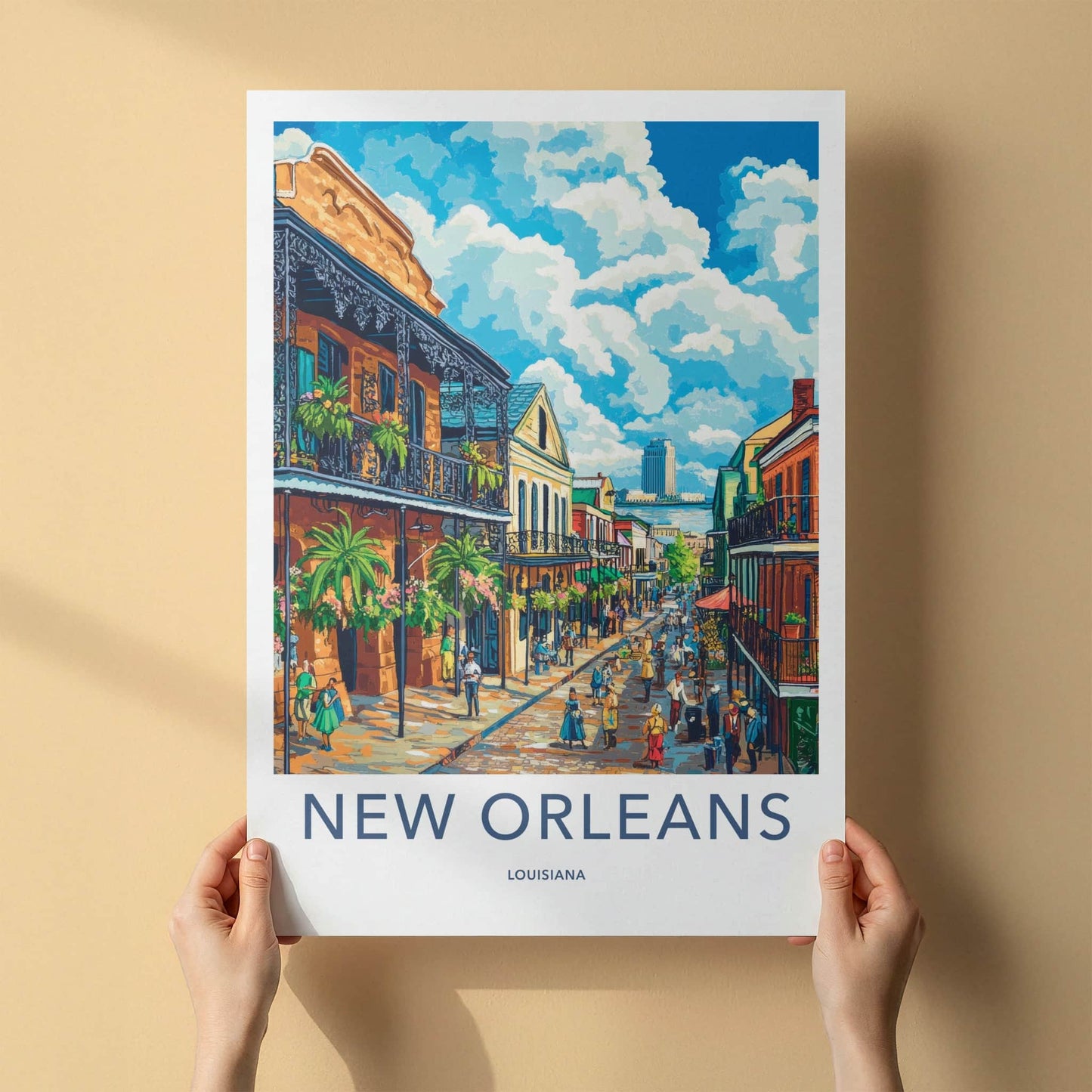 New Orleans Poster - Louisiana Travel Art - Vibrant Street Scene Home Decor