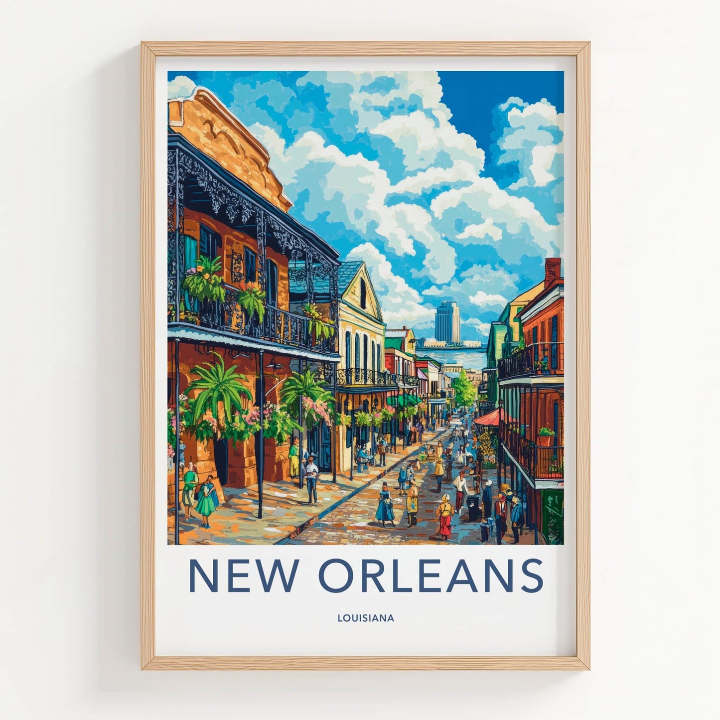 New Orleans Poster - Louisiana Travel Art - Vibrant Street Scene Home Decor