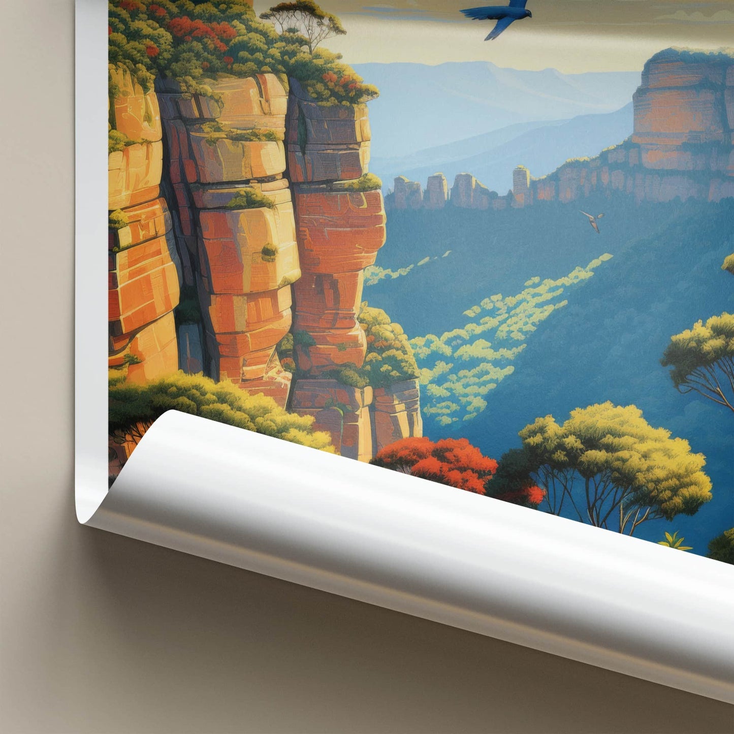 New South Wales Poster - Australia Travel Art - Scenic Valley Cliffs Home Decor