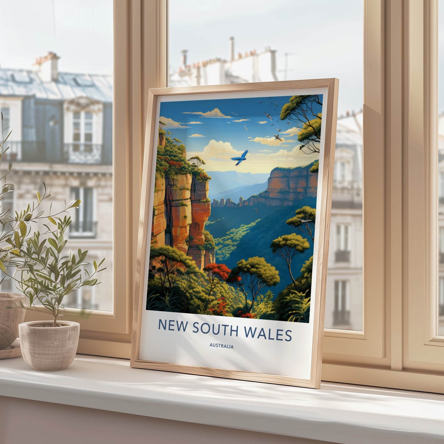 New South Wales Poster - Australia Travel Art - Scenic Valley Cliffs Home Decor