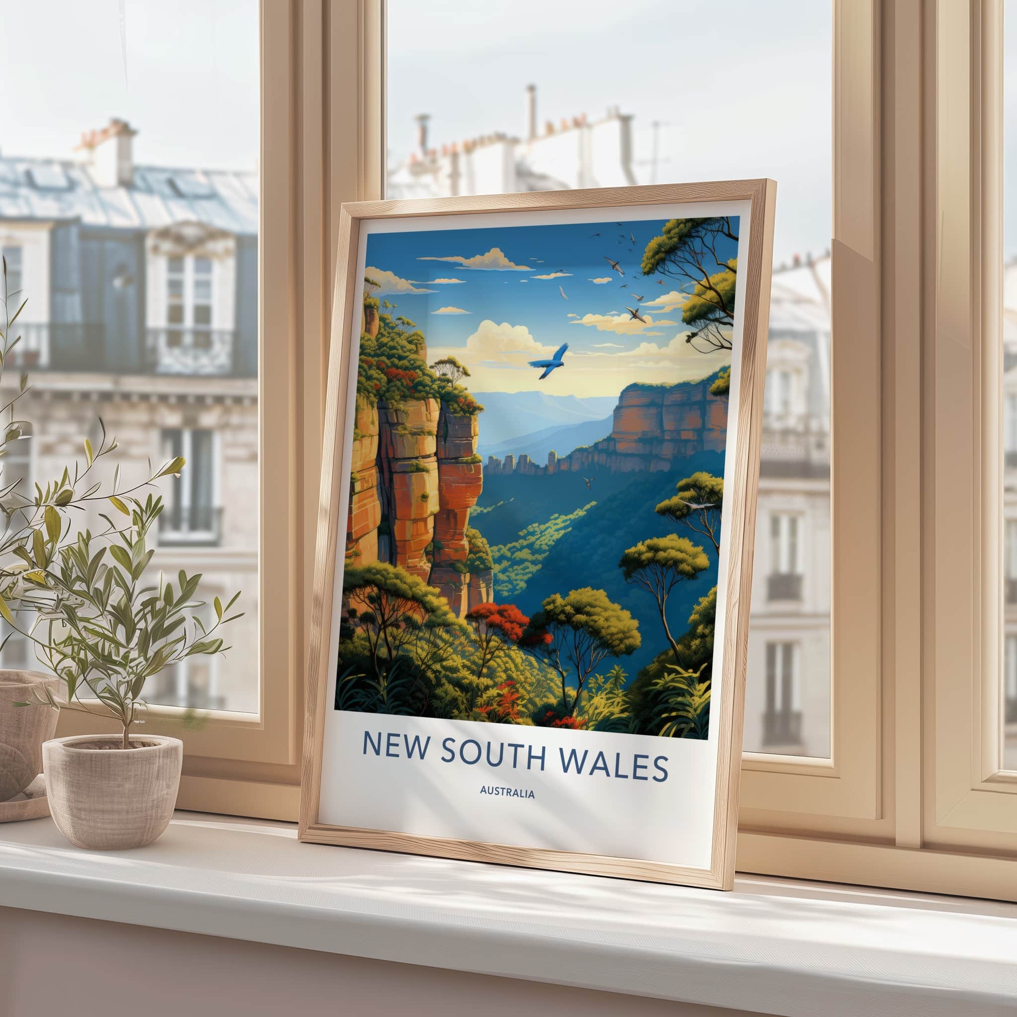 New South Wales Poster - Australia Travel Art - Scenic Valley Cliffs Home Decor