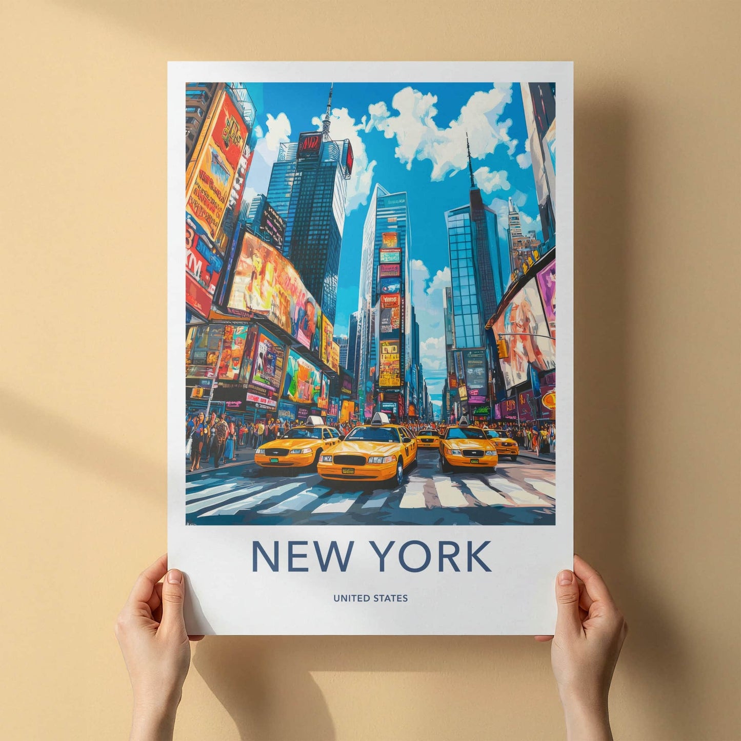 New York Poster - New York Framed Art - Times Square Taxis Framed Decor