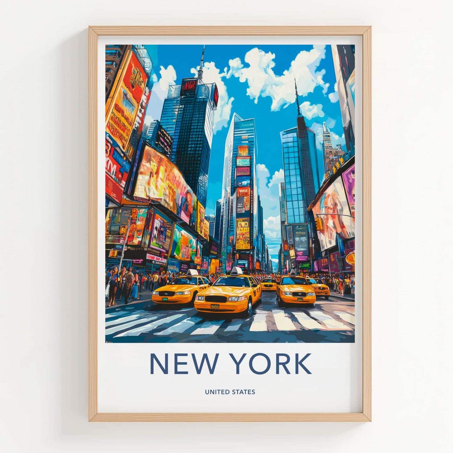 New York Poster - New York Framed Art - Times Square Taxis Framed Decor