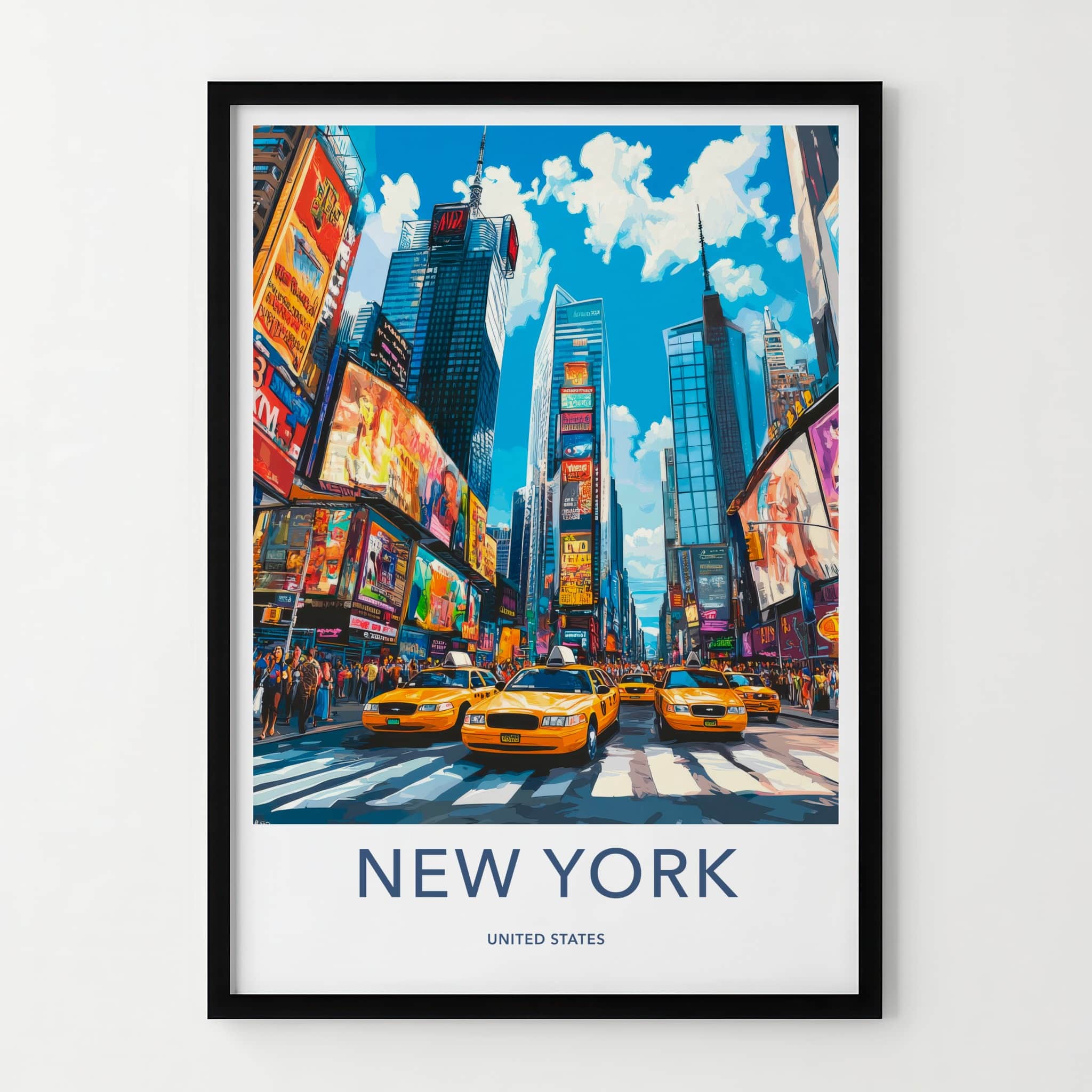 New York Poster - New York Framed Art - Times Square Taxis Framed Decor